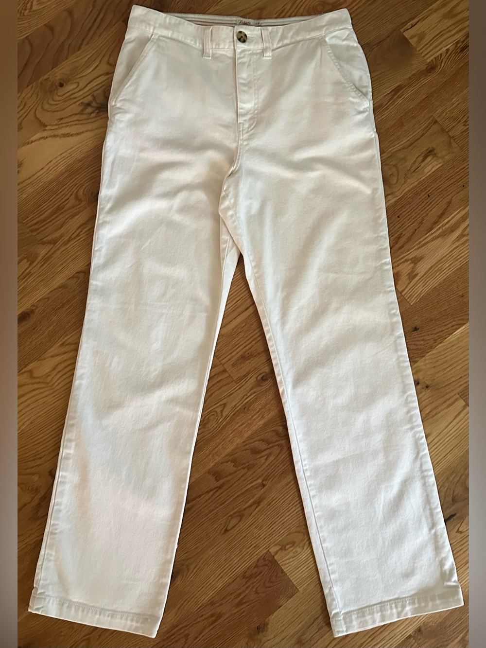 Faherty Women’s Size 29 Cream Organic Cotton Stretch Straight Leg Chino Pants